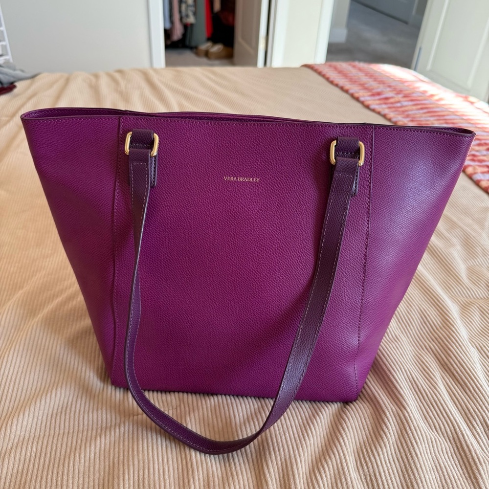 Vera Bradley Ella Leather Tote Bag Plum